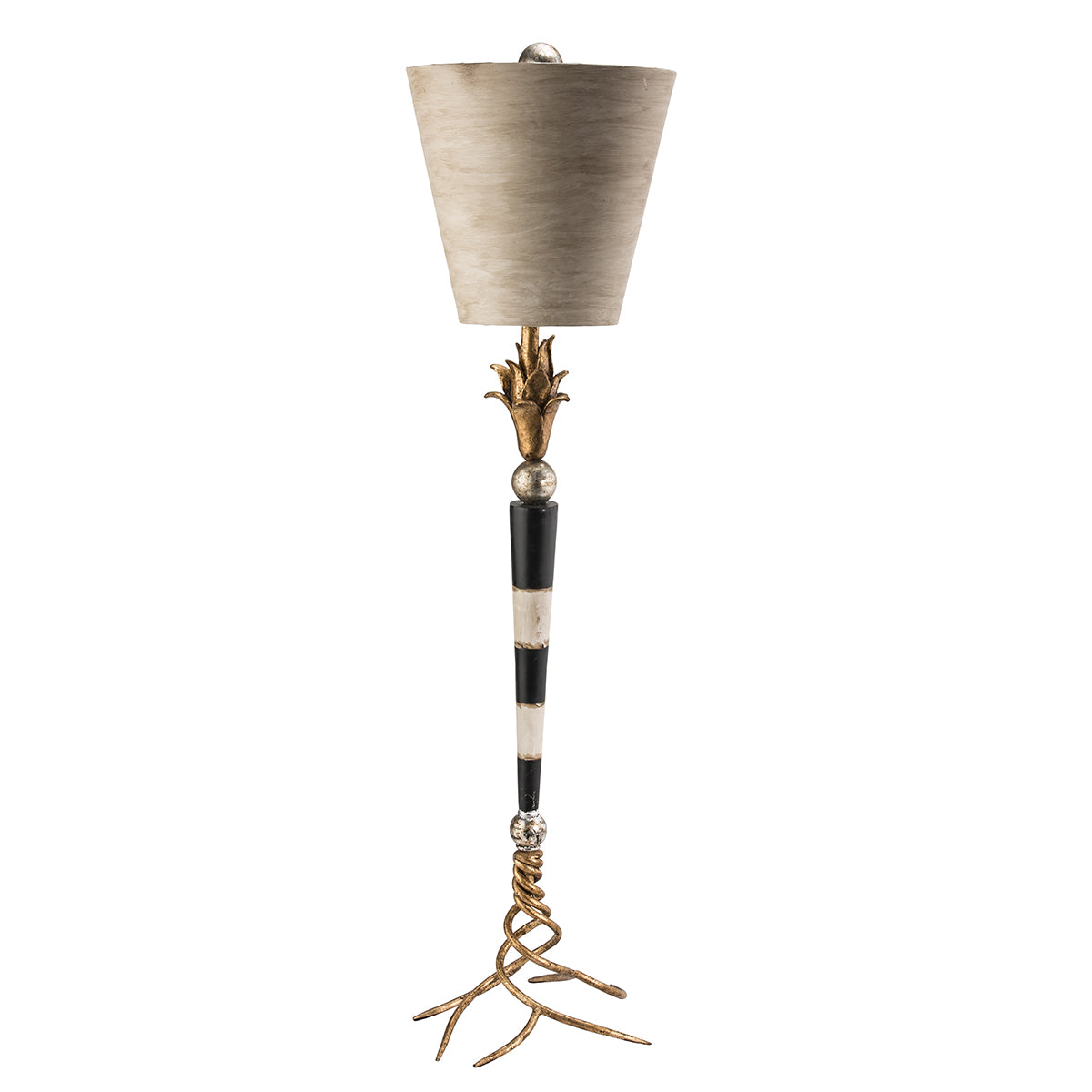 Lucas + McKearn - TA1027 - One Light Buffet Lamp - Flambeau - Black/Cream Striped W/Gold/Silver Leaf