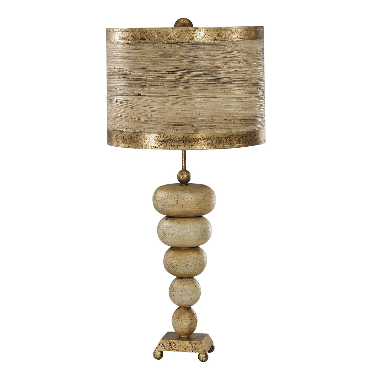 Lucas + McKearn - TA1031 - One Light Table Lamp - Retro - Textured Cream Stack Of Pebbles On Gold Leaf