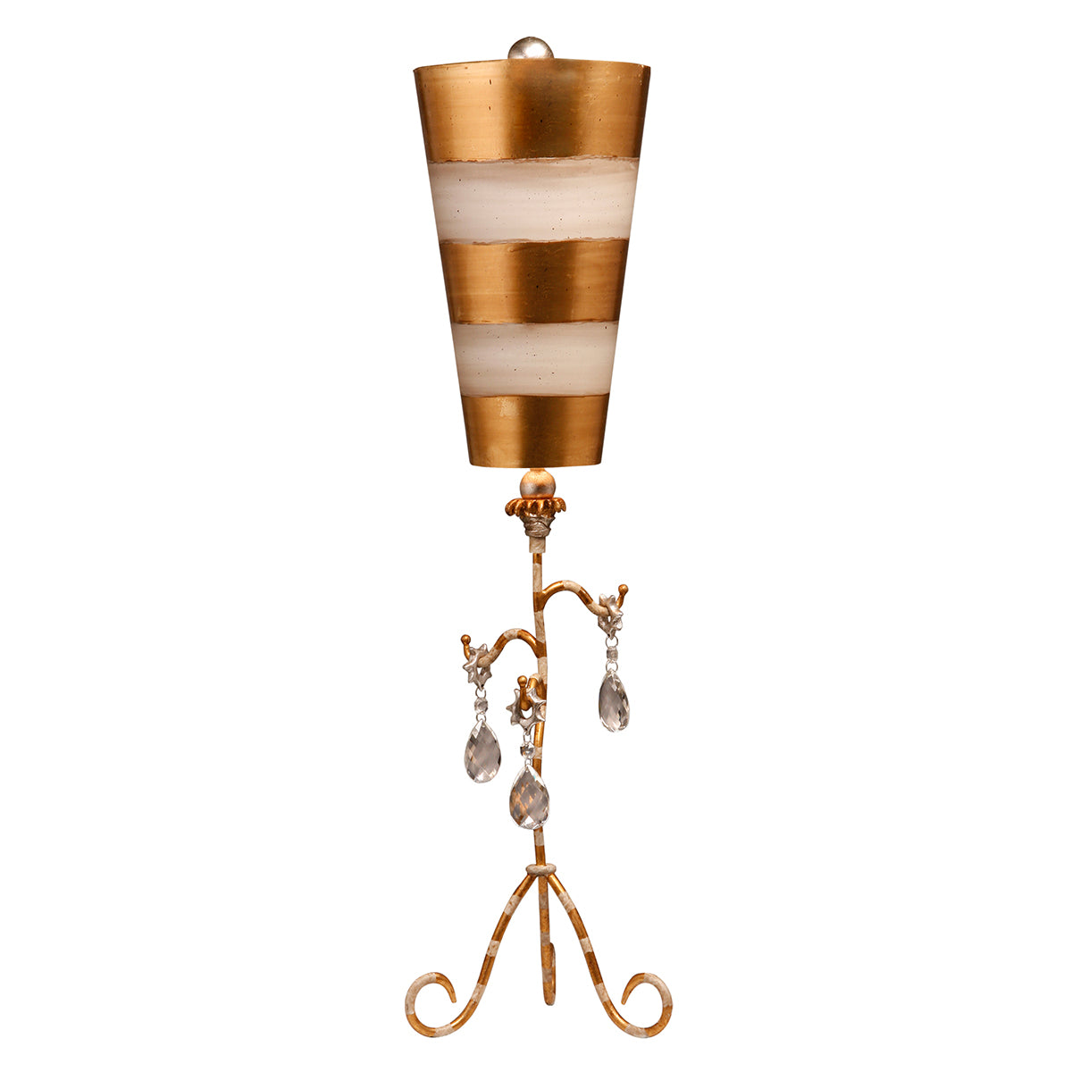 Lucas + McKearn - TA1038 - One Light Table Lamp - Tivoli - Cream/Gold Striped W/Teardrop Crystals