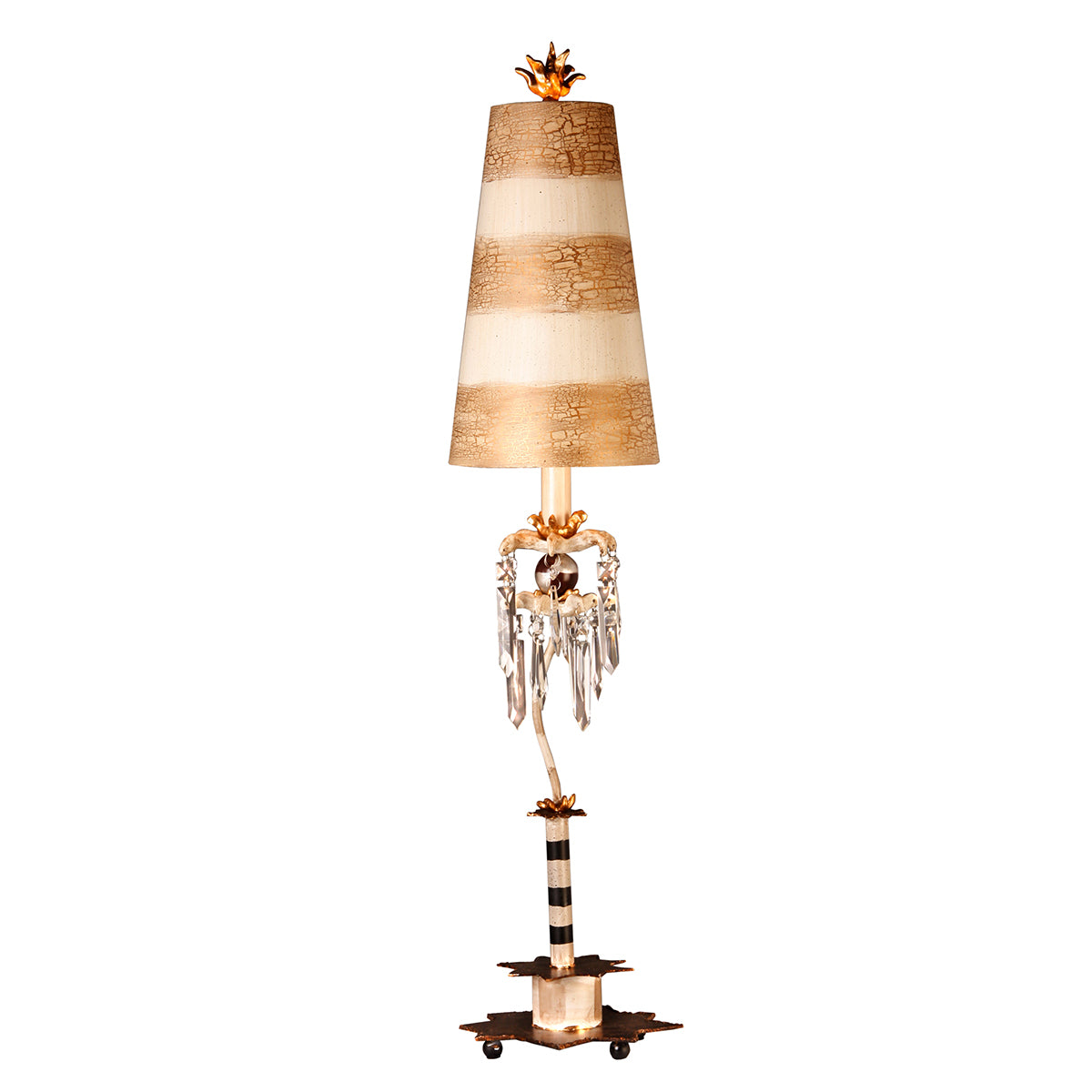 Lucas + McKearn - TA1057 - One Light Buffet Lamp - Birdland - Black/Putty Striped W/Gold Leaf/Crystal Clusters