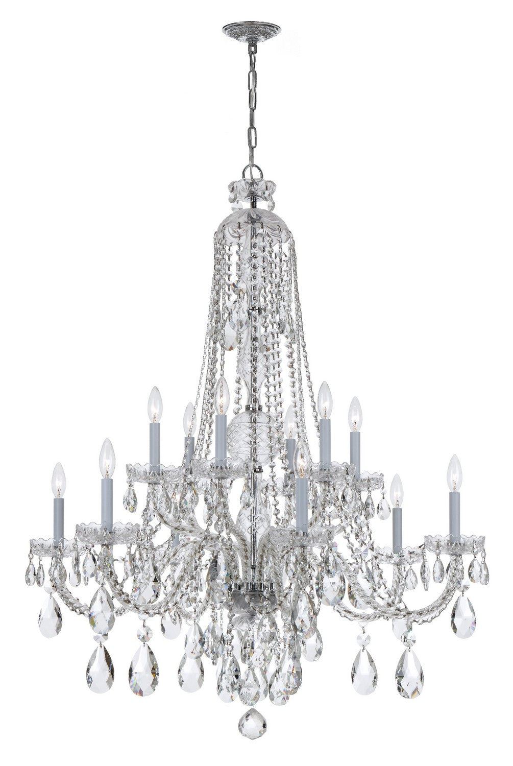 Crystorama - 1112-CH-CL-MWP - 12 Lumières Suspendu - Cristal traditionnel - Chrome poli