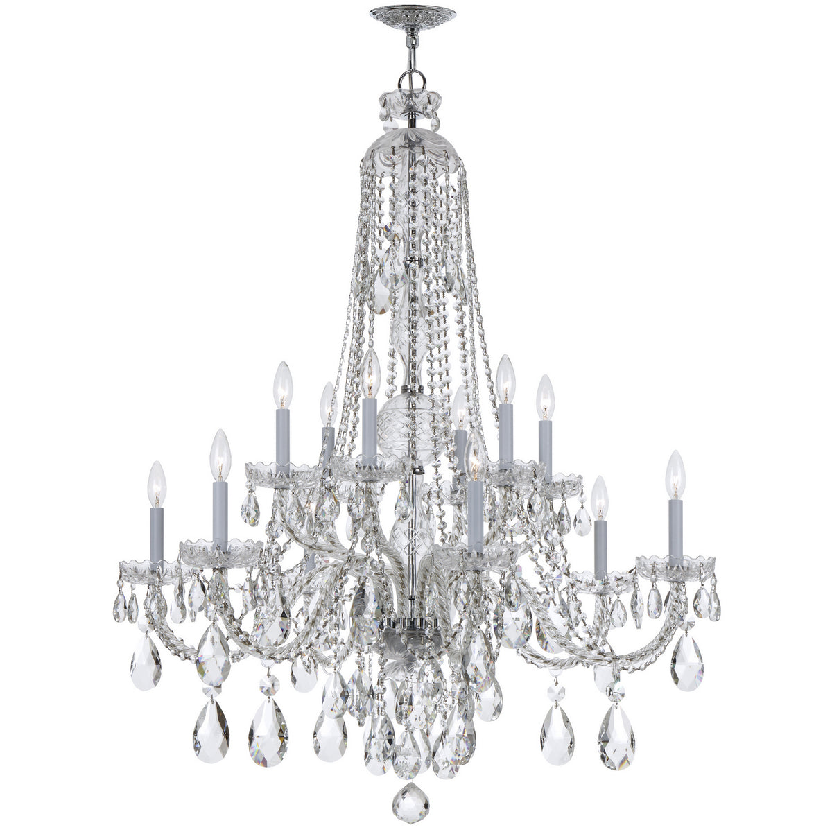 Crystorama - 1112-CH-CL-S - 12 Lumière Suspendu - Cristal traditionnel - Chrome poli