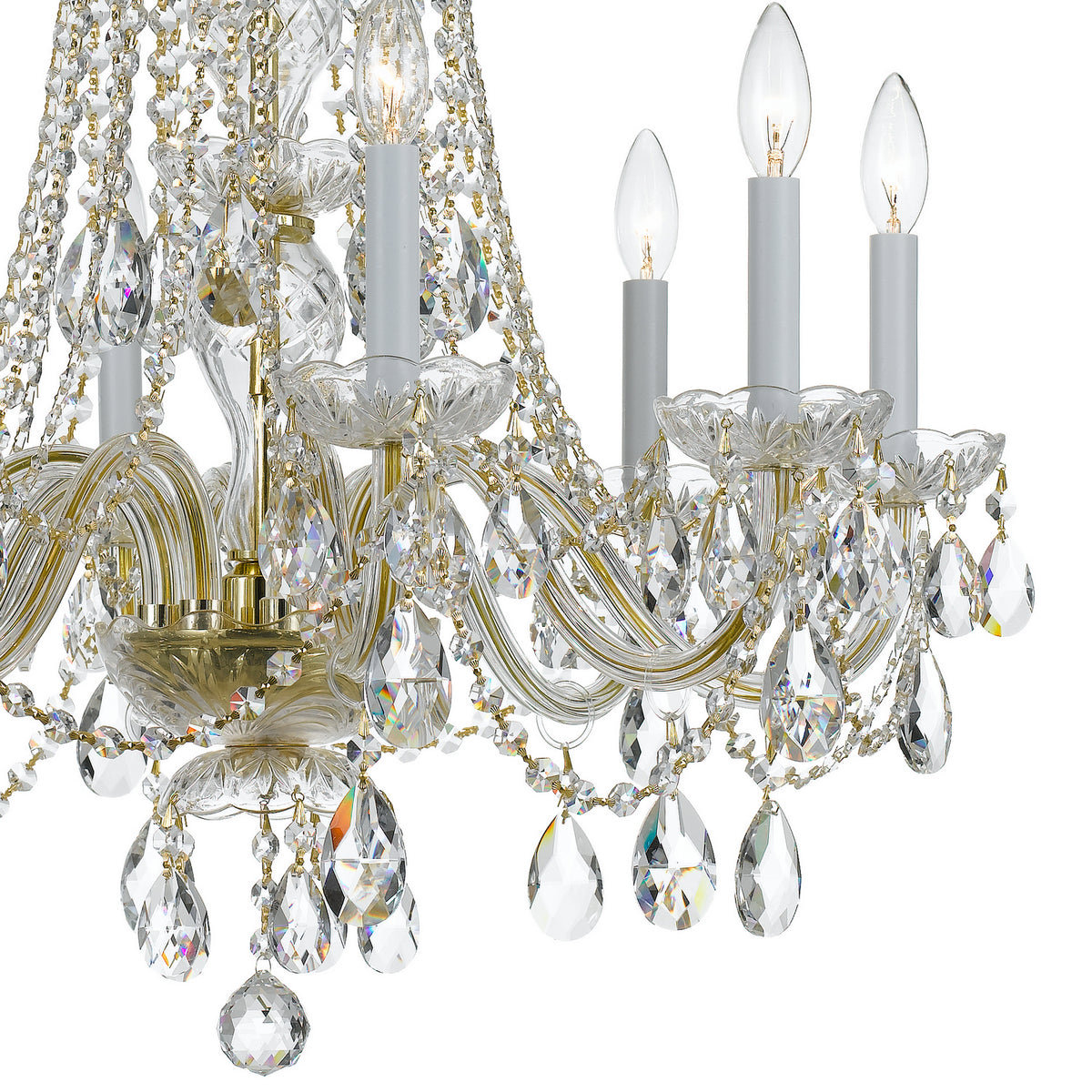 Crystorama - 1138-PB-CL-MWP - Huit Lumières Suspendu - Cristal traditionnel - Laiton poli
