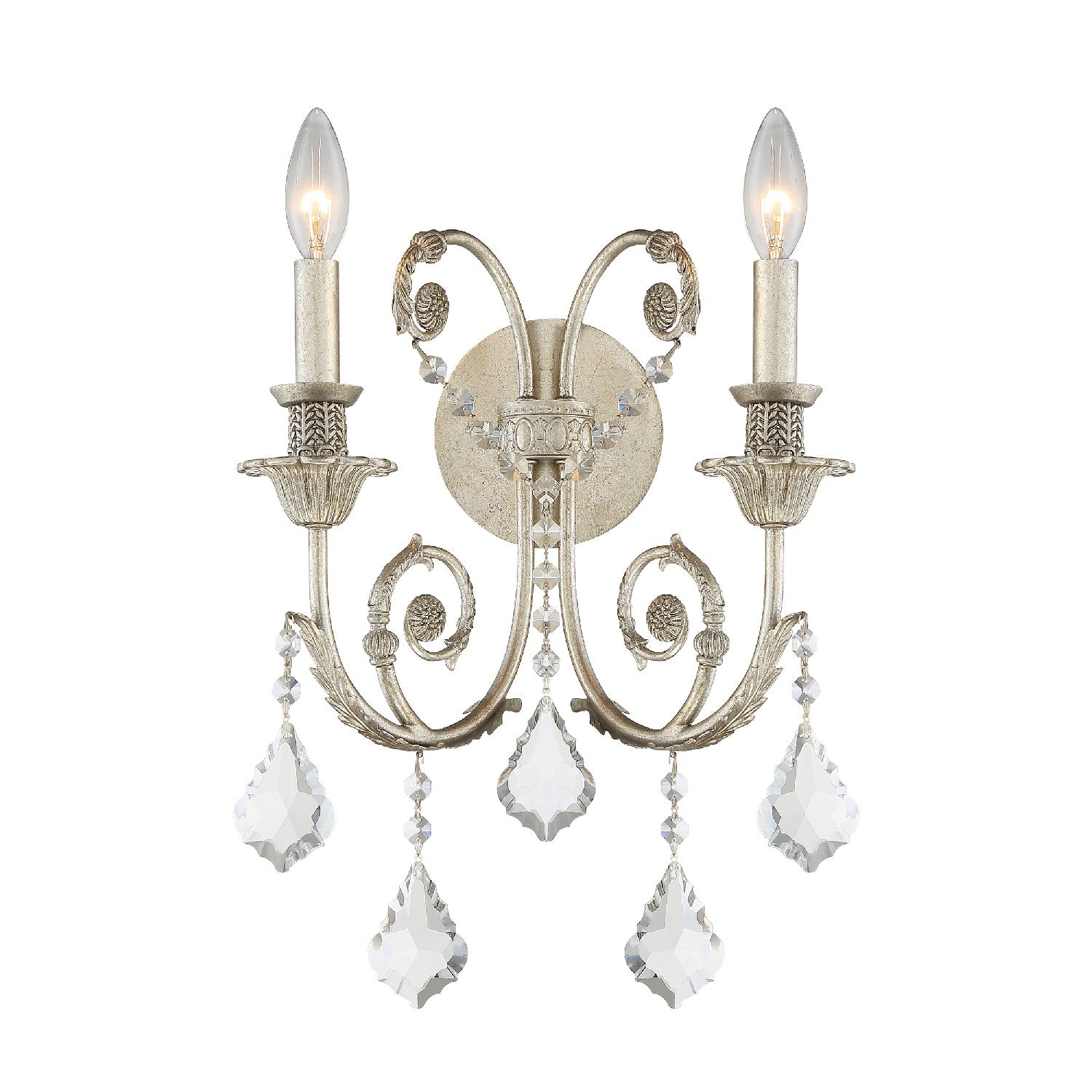 Crystorama - 5112-OS-CL-SAQ - Two Light Wall Sconce - Regis - Olde Silver