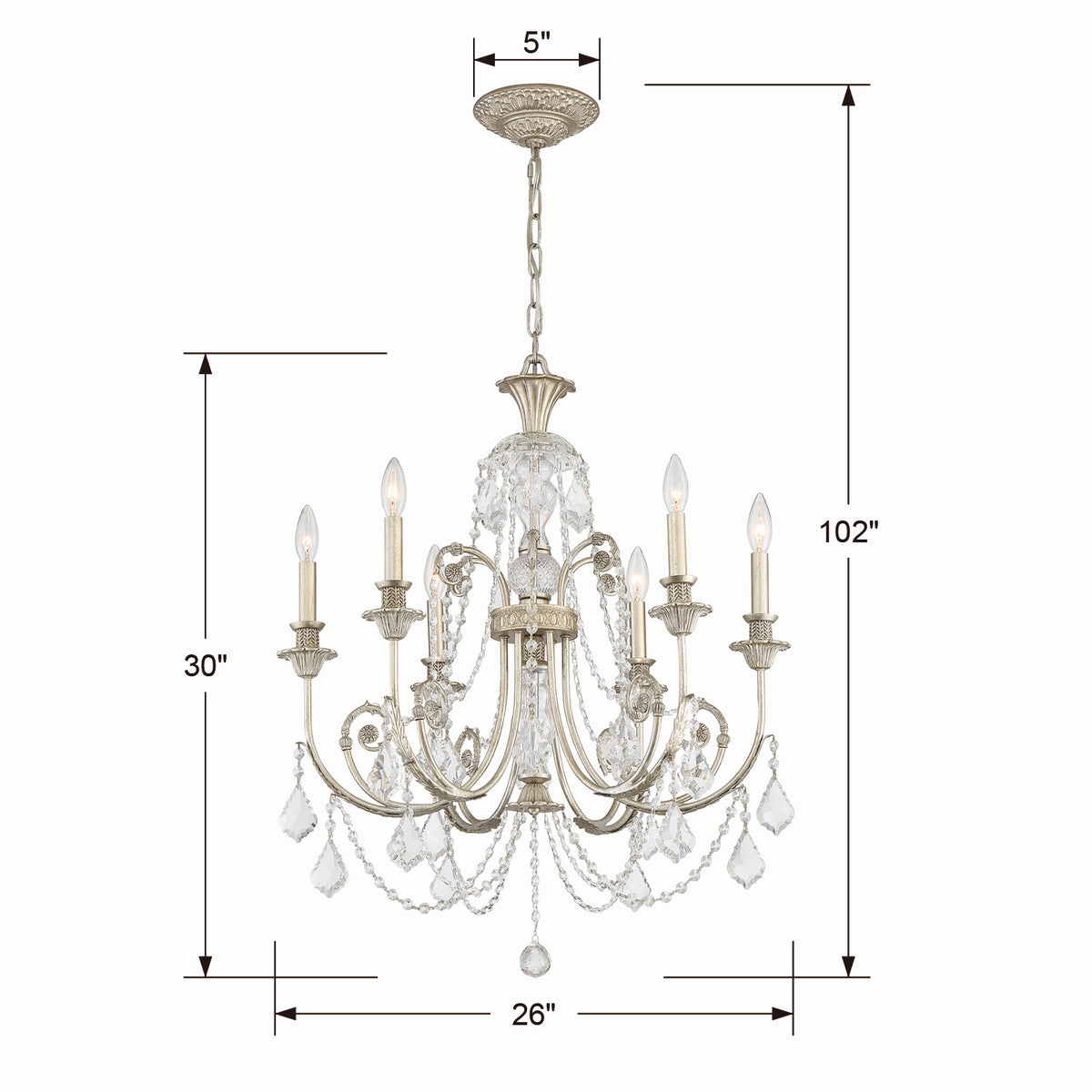 Crystorama - 5116-OS-CL-S - Six lumières Suspendu - Regis - Olde Silver