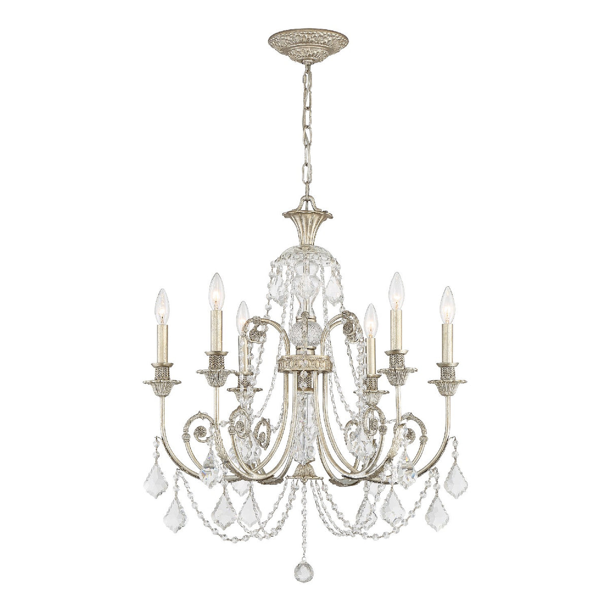 Crystorama - 5116-OS-CL-SAQ - Six lumières Suspendu - Regis - Olde Silver