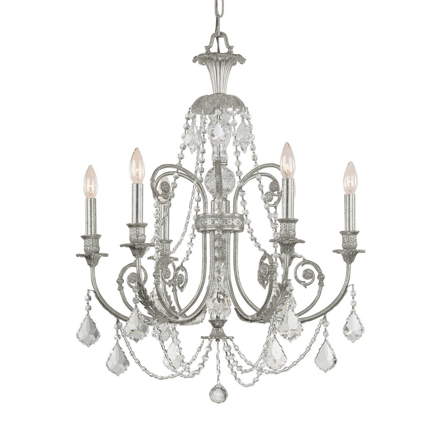 Crystorama - 5116-OS-CL-SAQ - Six lumières Suspendu - Regis - Olde Silver