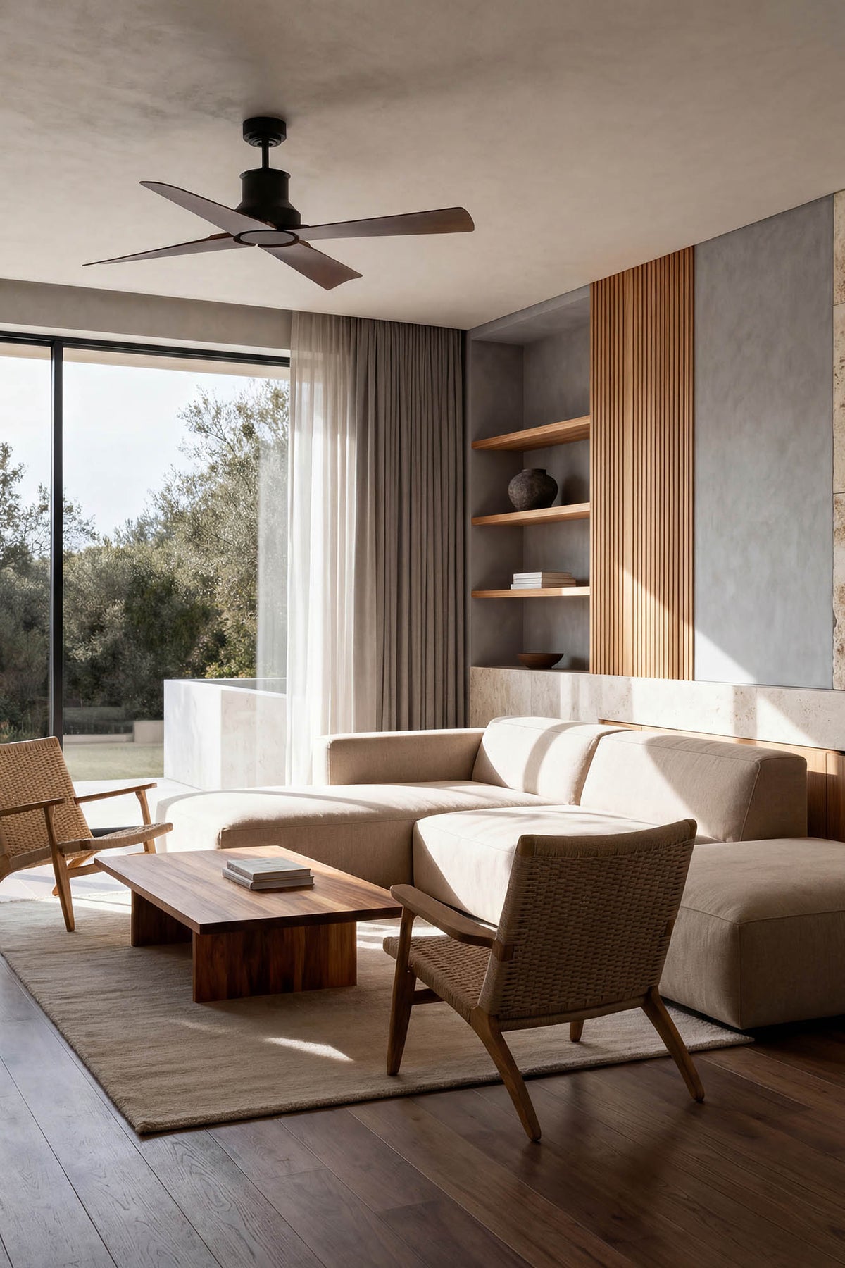 Faro Barcelona 33481UL Winche Ceiling Fan in Black/Brown