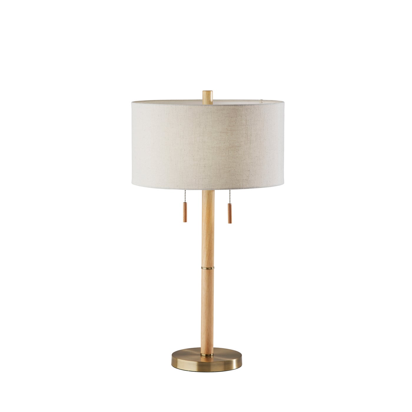 Adesso Home - 3374-12 - Two Light Table Lamp - Madeline - Natural Rubberwood & Antique Brass