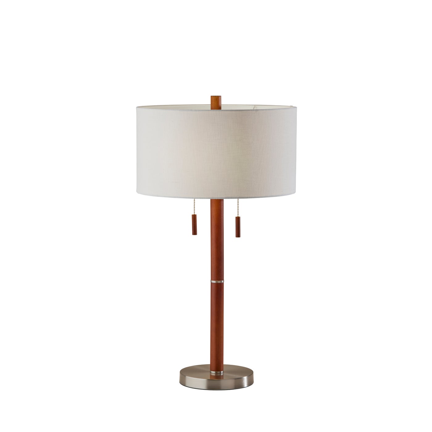 Adesso Home - 3374-15 - Two Light Table Lamp - Madeline - Walnut Rubberwood & Brushed Steel