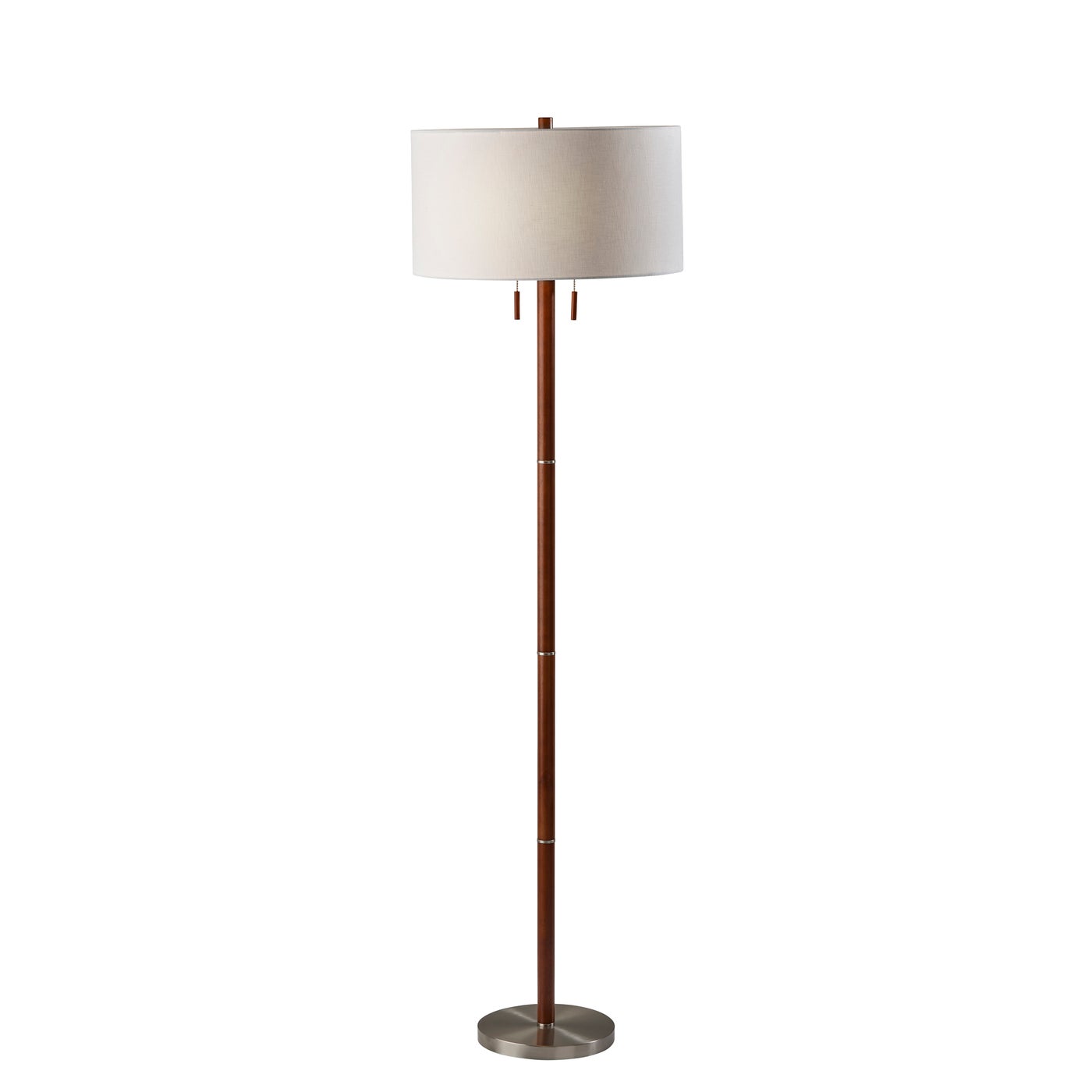 Adesso Home - 3375-15 - Two Light Floor Lamp - Madeline - Walnut Rubberwood & Brushed Steel