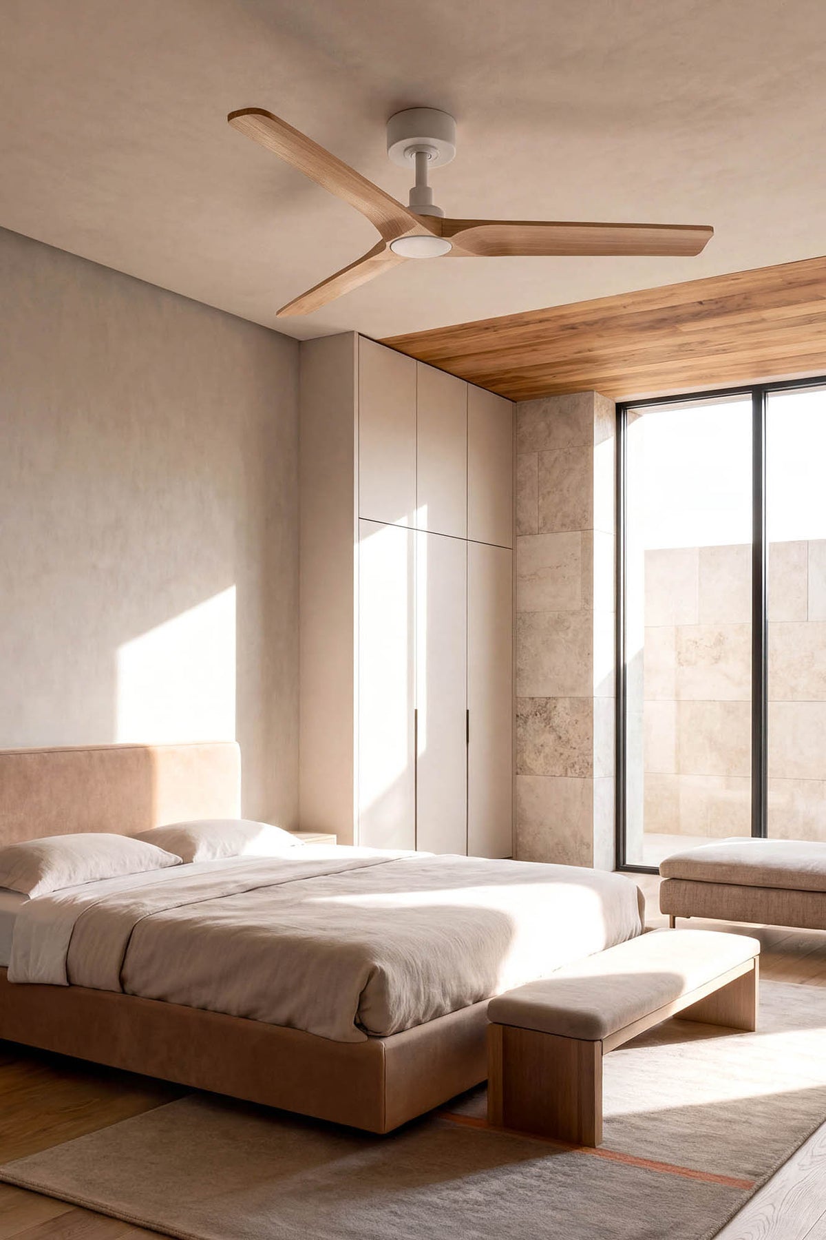 Faro Barcelona 33810-US Heywood Ceiling Fan in White/Pine
