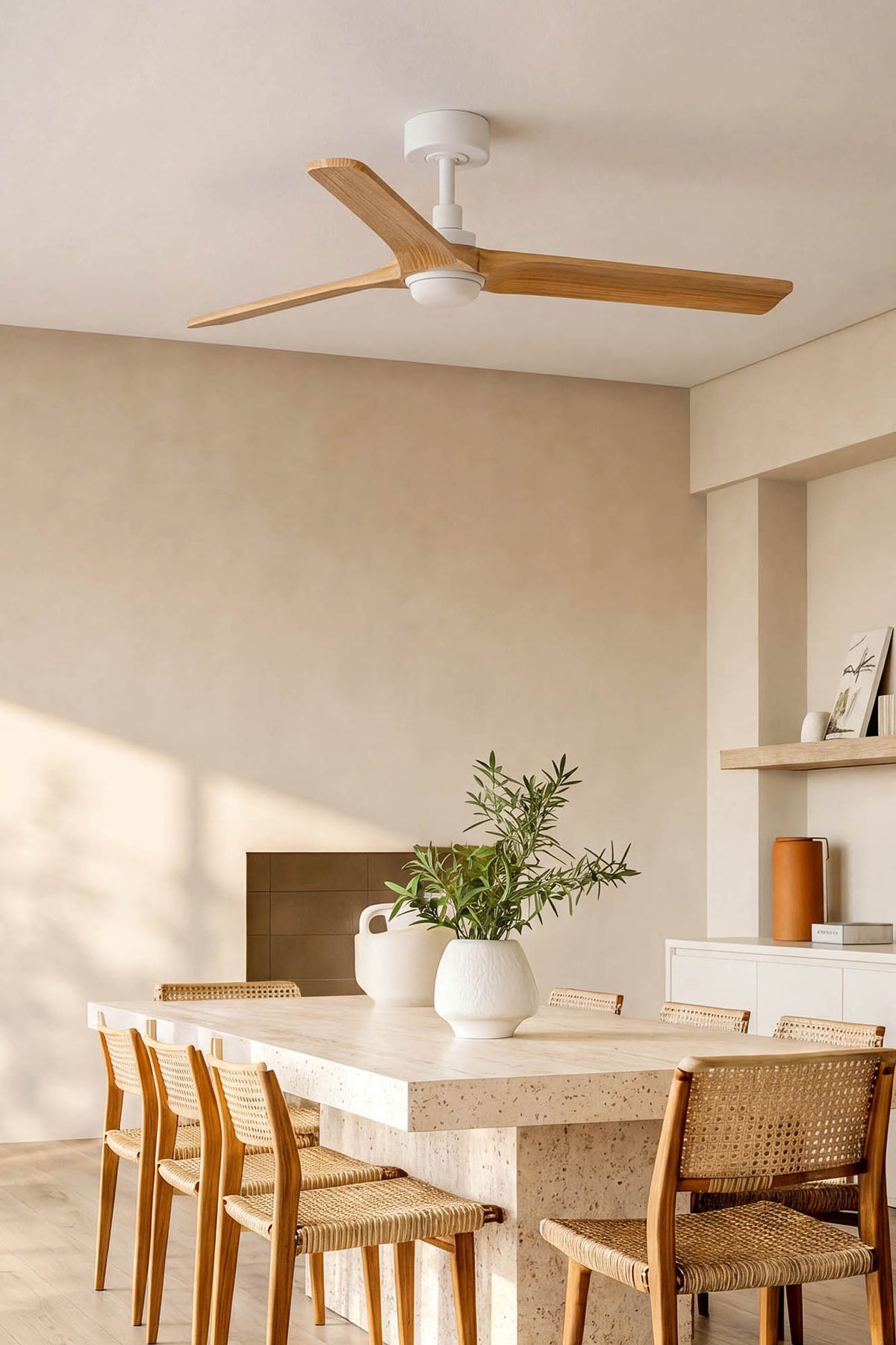 Faro Barcelona 338101T-US Heywood Ceiling Fan in White/Pine
