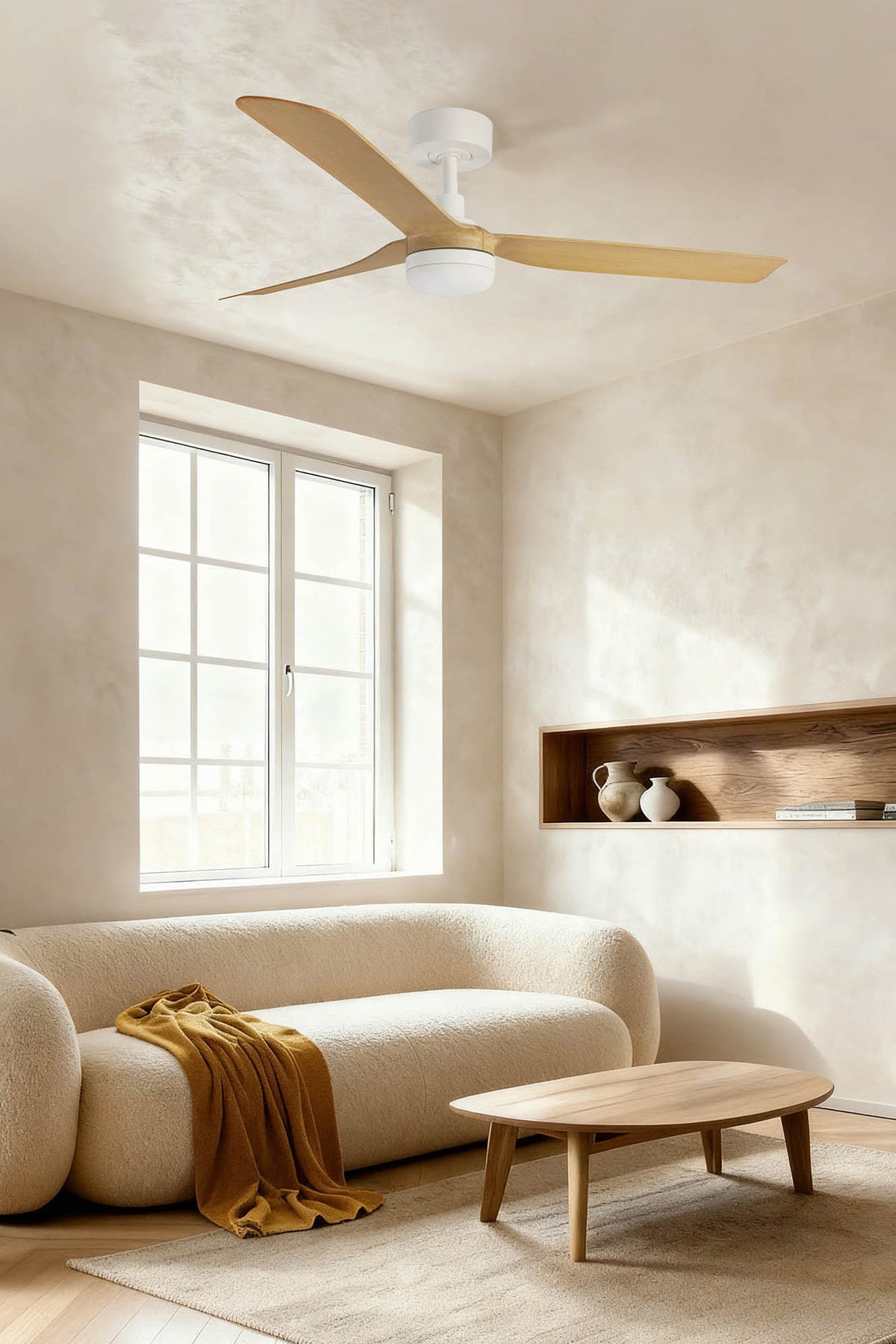 Faro Barcelona 338161T-US Punt Ceiling Fan in White/Maple