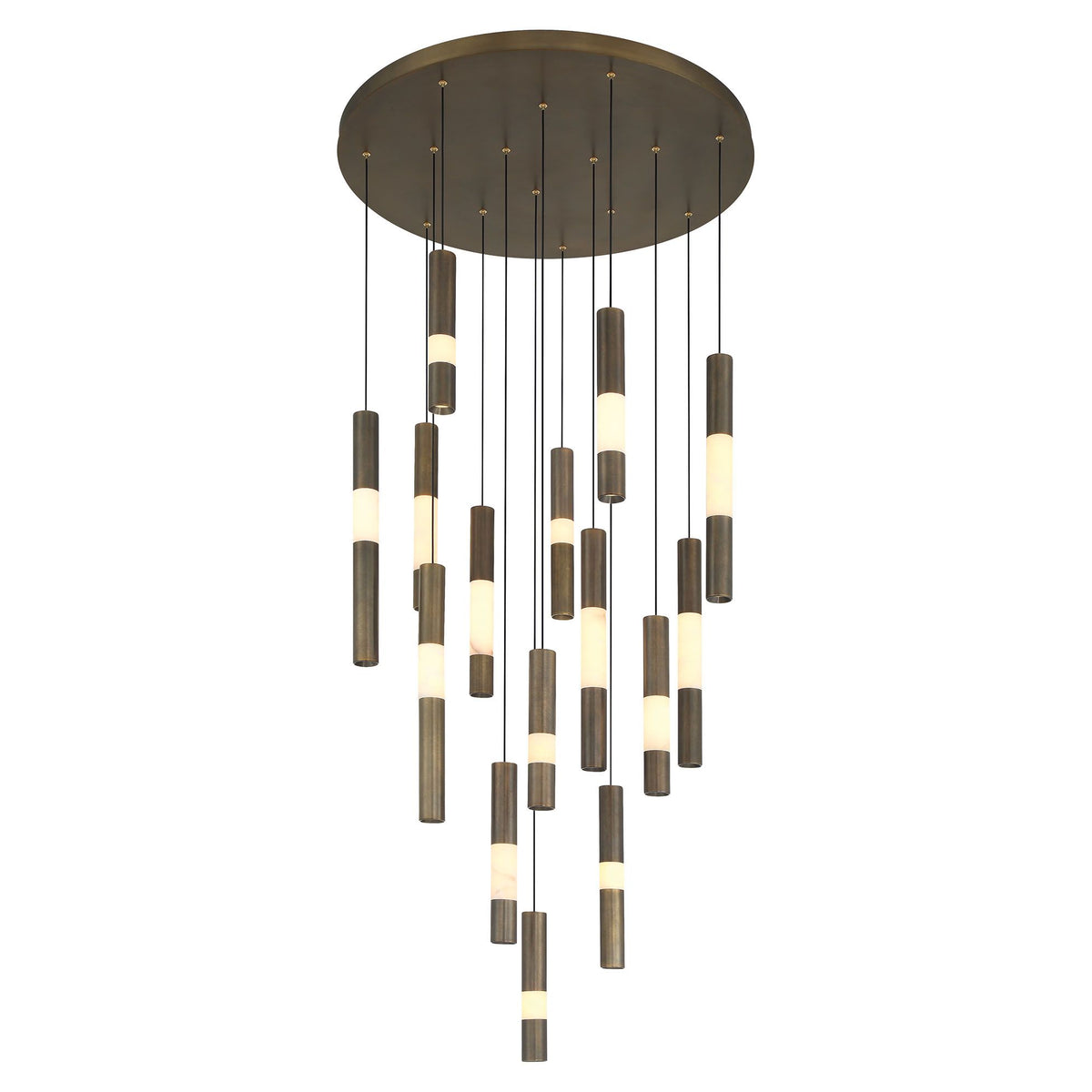 Europhase 50120-017 Ronda LED Suspendu multi-luminaire en laiton vieilli