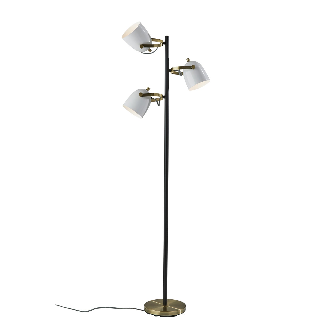 Adesso Home - 3496-21 - Three Light Tree Lamp - Casey - Black, White & Antique Brass