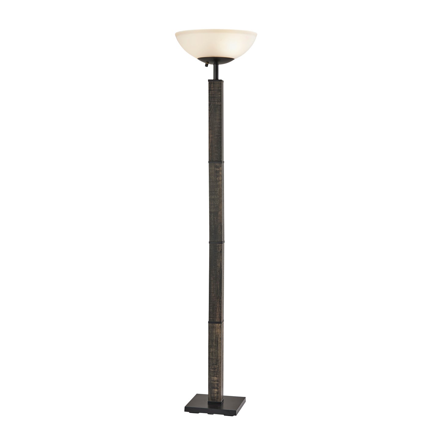 Adesso Home - 3499-01 - Two Light Torchiere - Kona - Mdf W. Black Washed Wood Pvc Veneer & Black Metal Accents