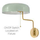 Lark 84480LCB-SF Ledger Articulating Sconce in Lacquered Brass with Seafoam accents