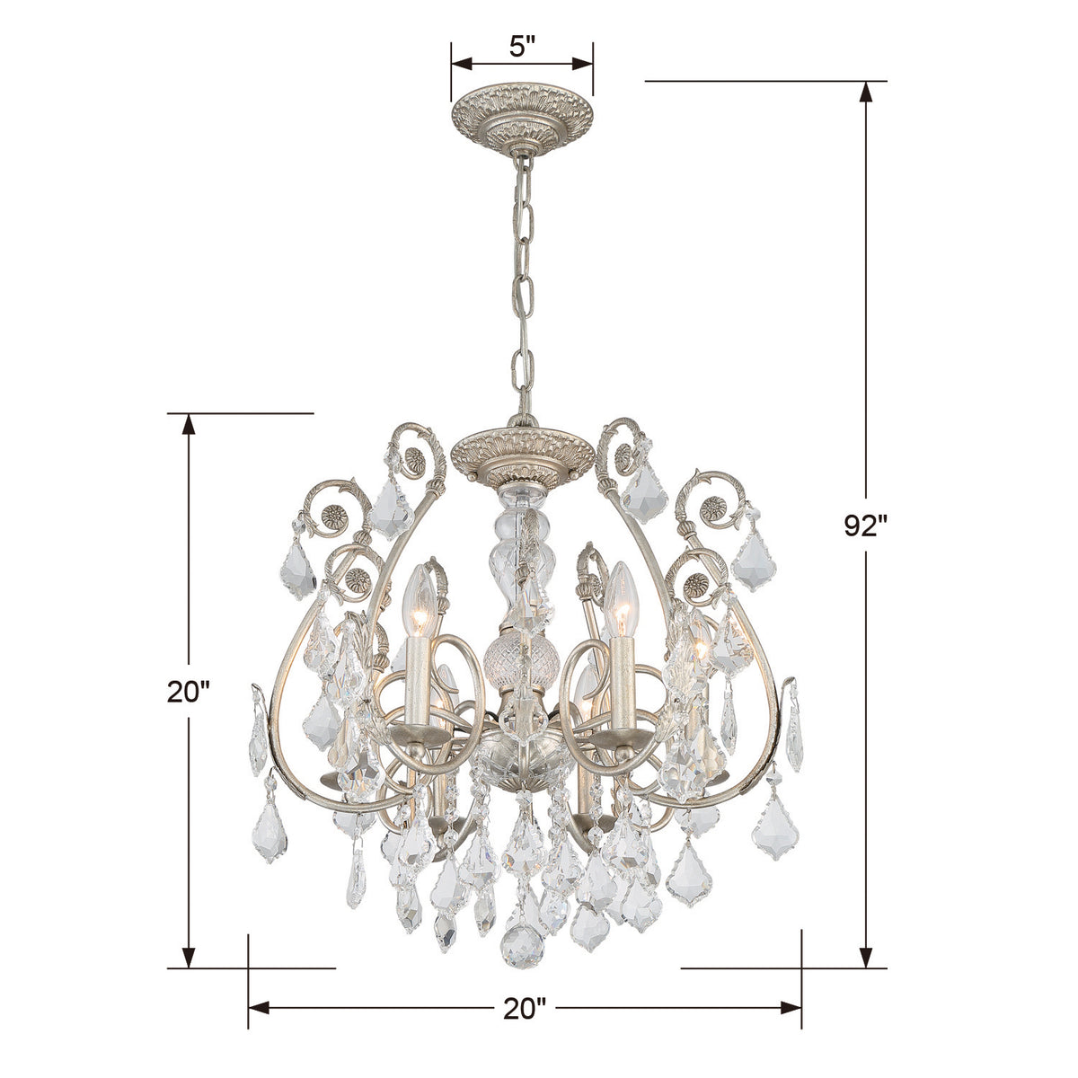 Crystorama - 5115-OS-CL-S - Six lumières Suspendu - Regis - Olde Silver