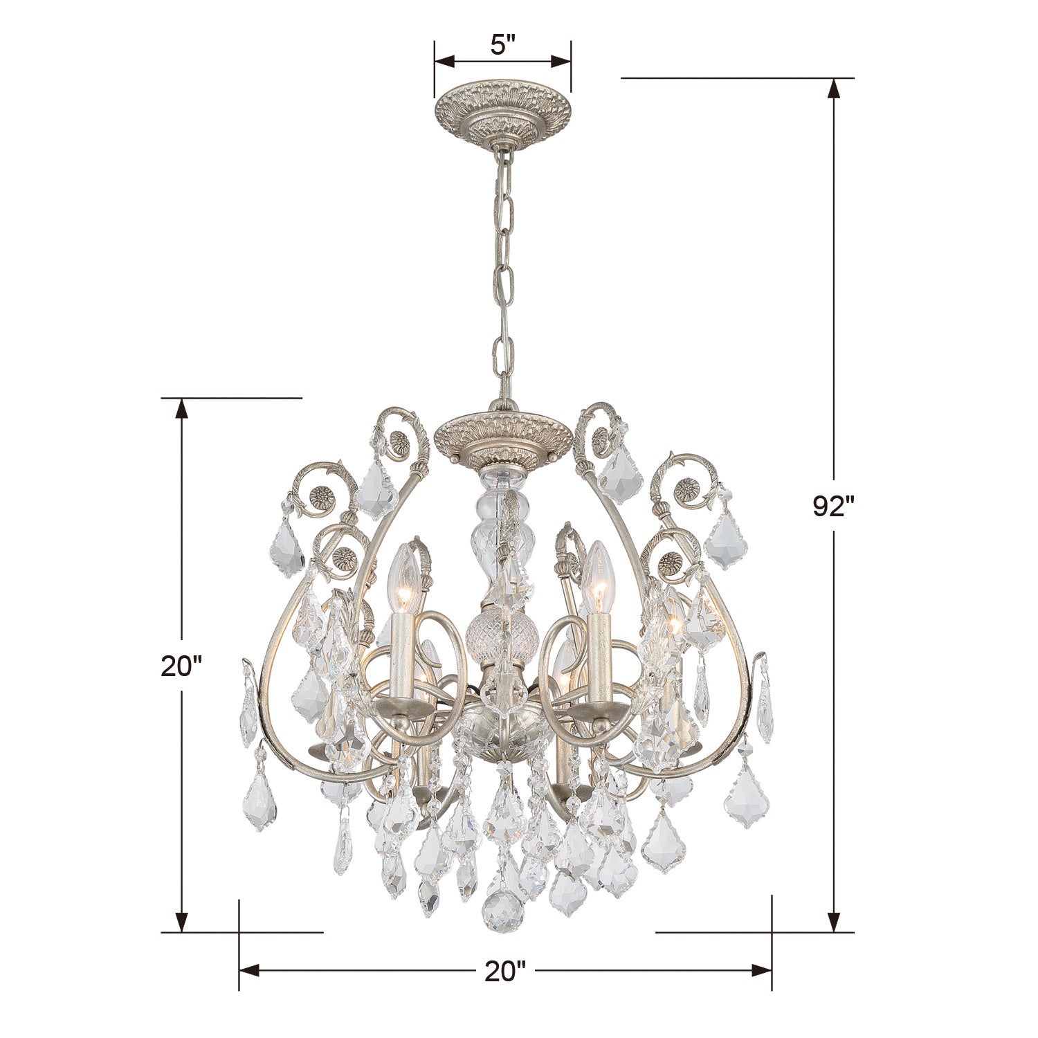 Crystorama - 5115-OS-CL-SAQ - Six lumières Suspendu - Regis - Olde Silver