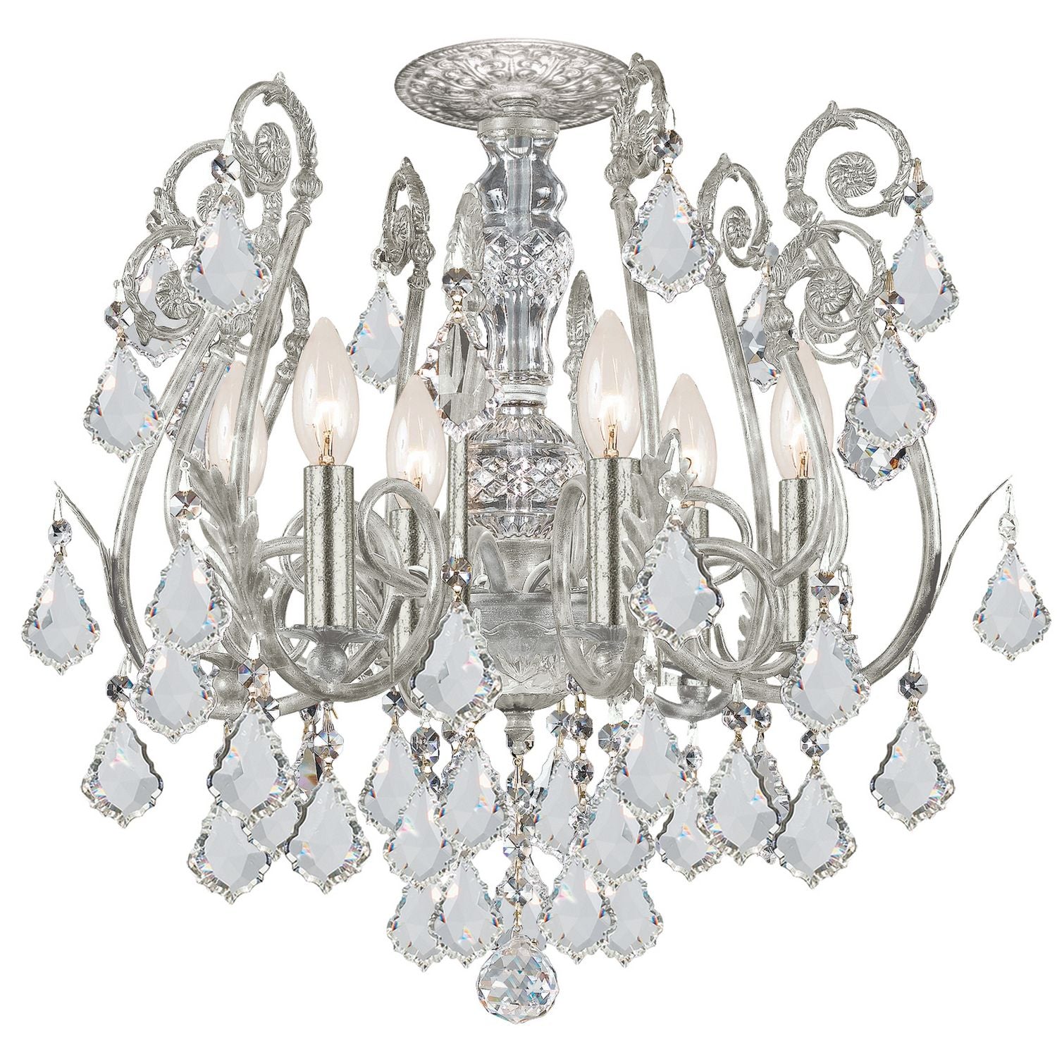 Crystorama - 5115-OS-CL-SAQ - Six lumières Suspendu - Regis - Olde Silver