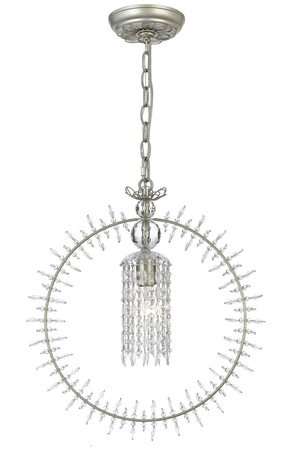 Crystorama - 9820-SL - One Light Mini Suspendus - Grâce - Feuille d'argent