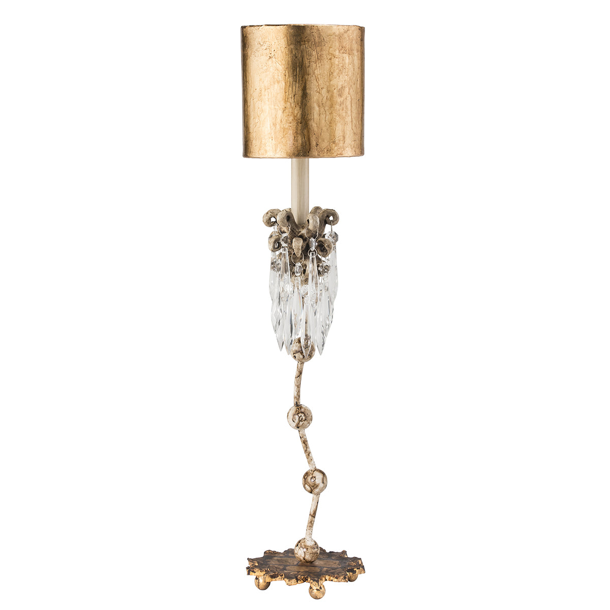 Lucas + McKearn - TA1060 - One Light Table Lamp - Venetian - Hand-Painted Beige Patina W/Cut-Glass Crystals