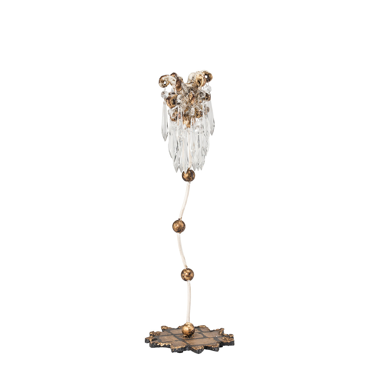Lucas + McKearn - CS1060S - Candlestick Holder - Venetian - Gold Leaf W/Cut-Glass Crystals