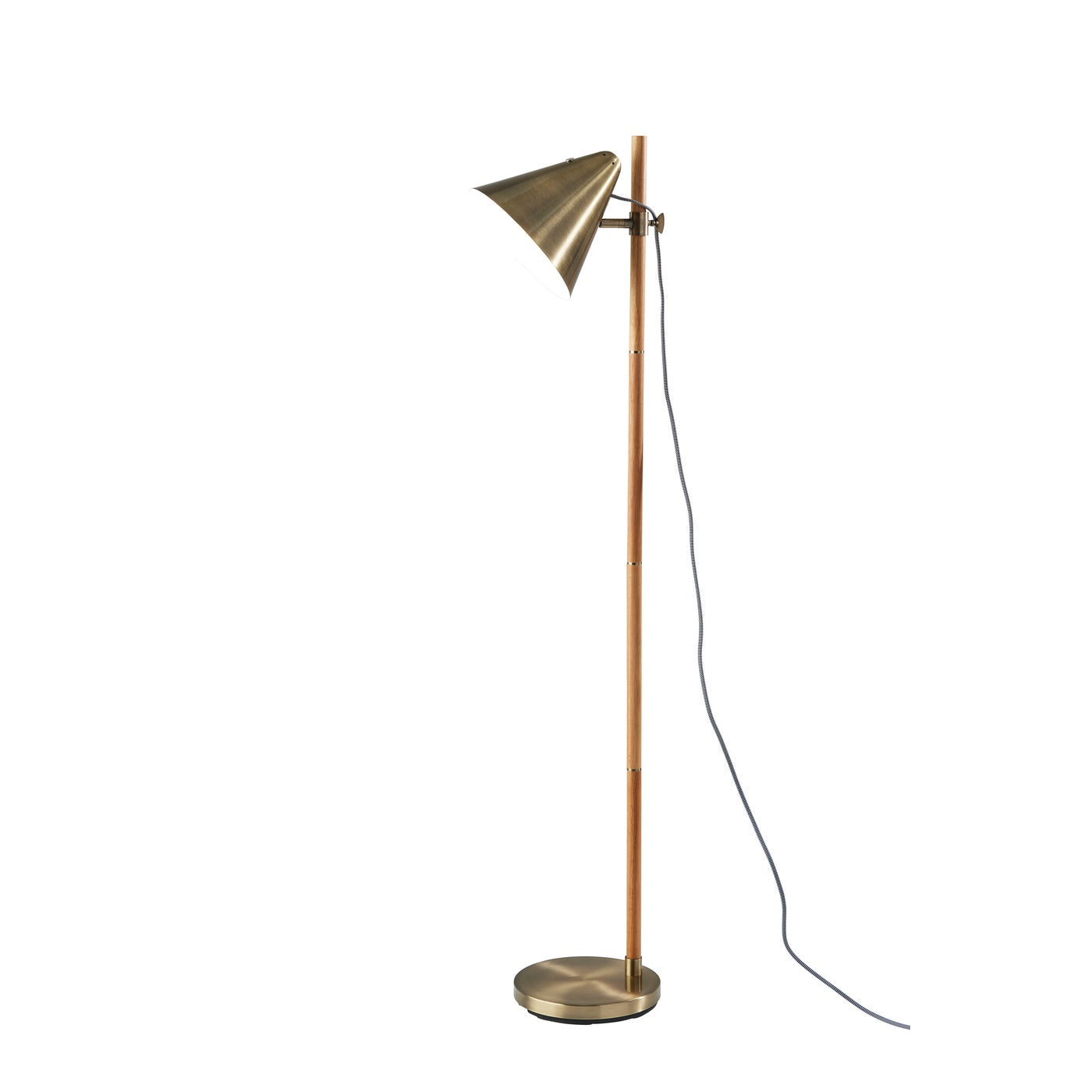 Adesso Home - 3761-12 - Floor Lamp - Bryn - Natural Rubberwood & Antique Brass