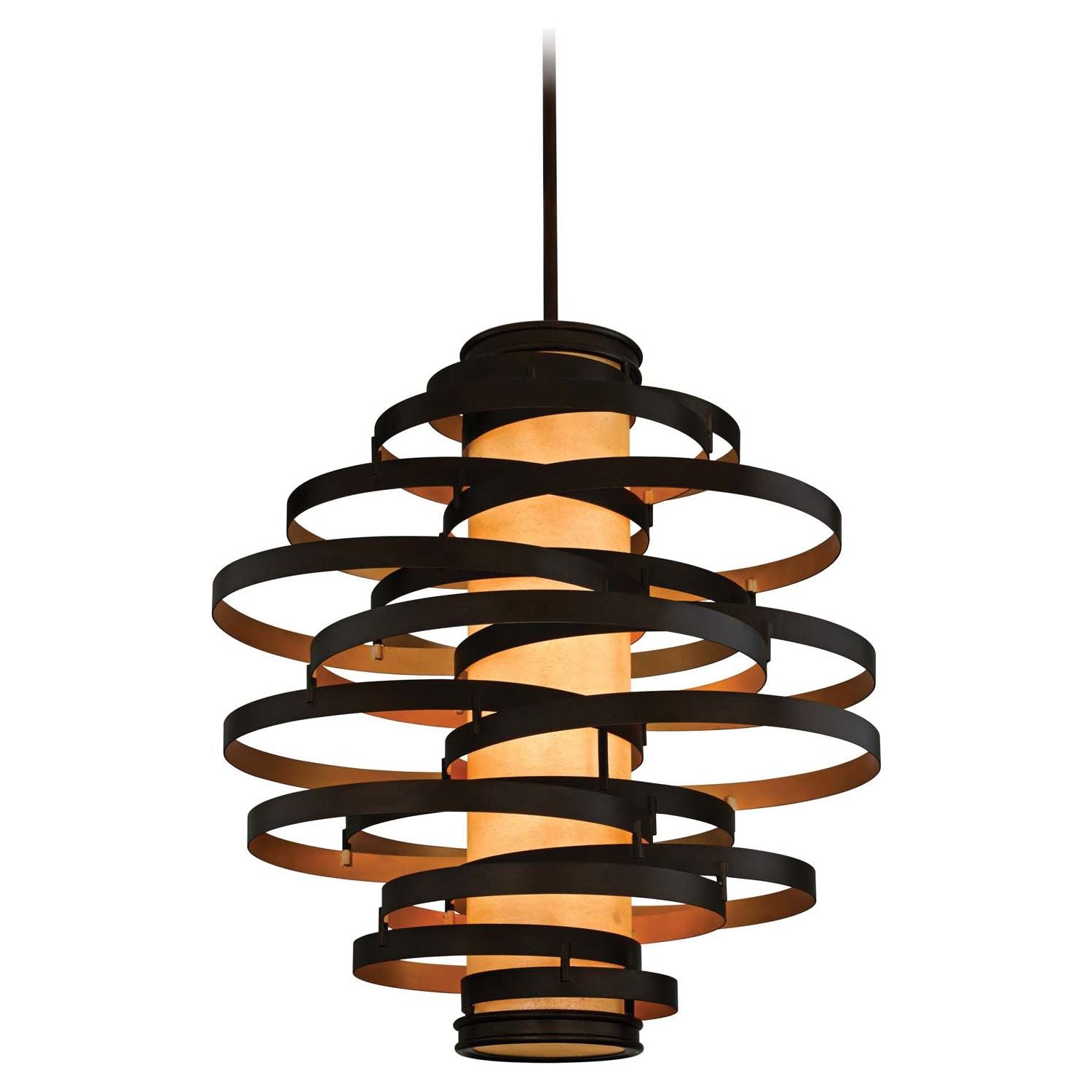 Corbett Lighting - 113-76-BRL/GL - Three Light Chandelier - Vertigo - Bronze And Gold Leaf
