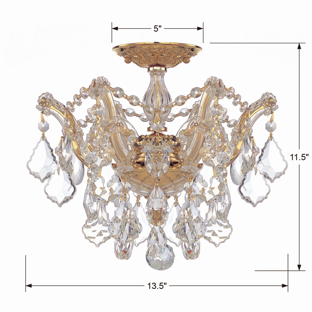 Crystorama - 4430-GD-CL-S - Three Light Semi Flush Mount - Maria Theresa - Gold
