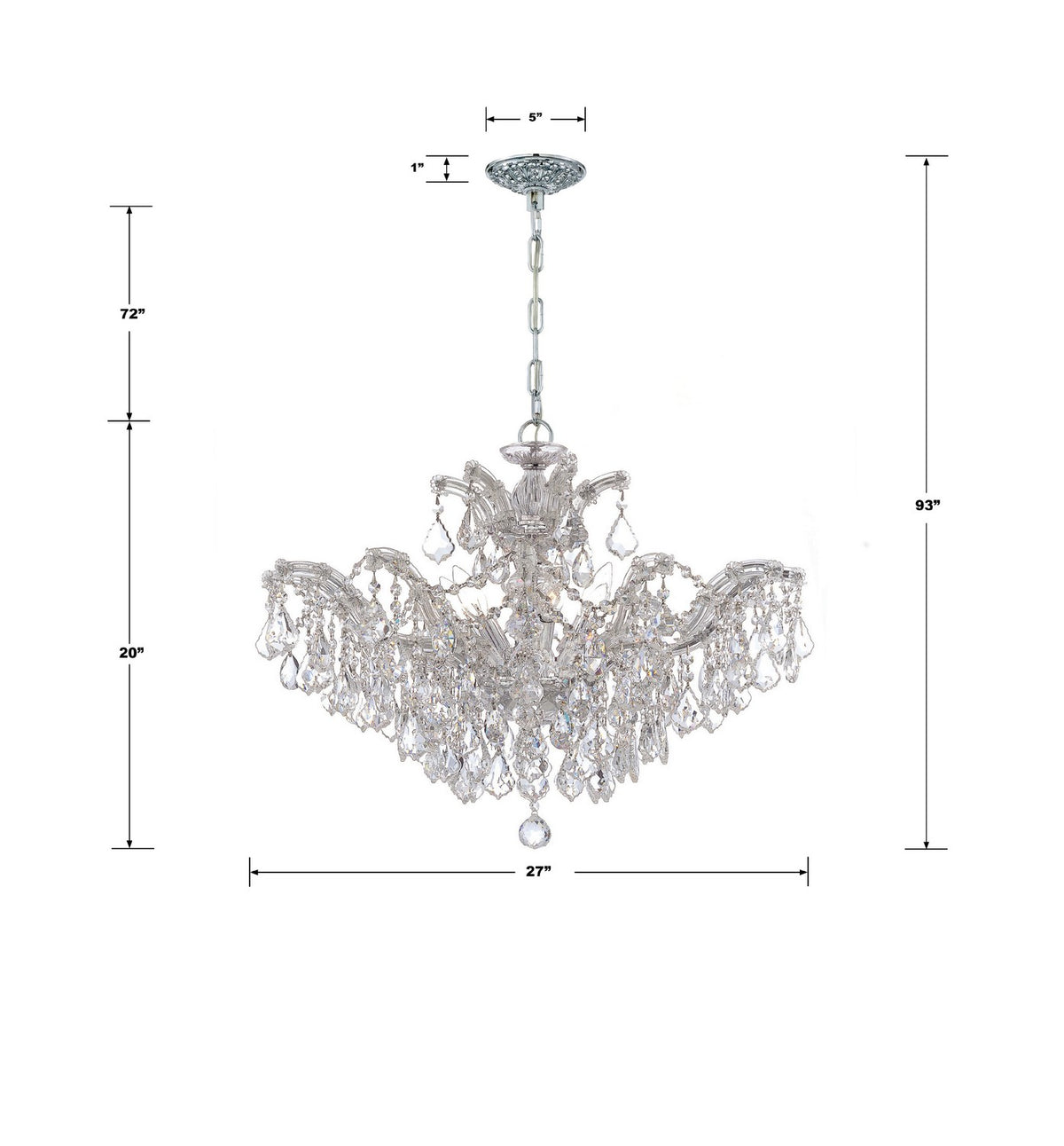 Crystorama - 4439-CH-CL-MWP - Six lumières Suspendu - Maria Theresa - Chrome poli