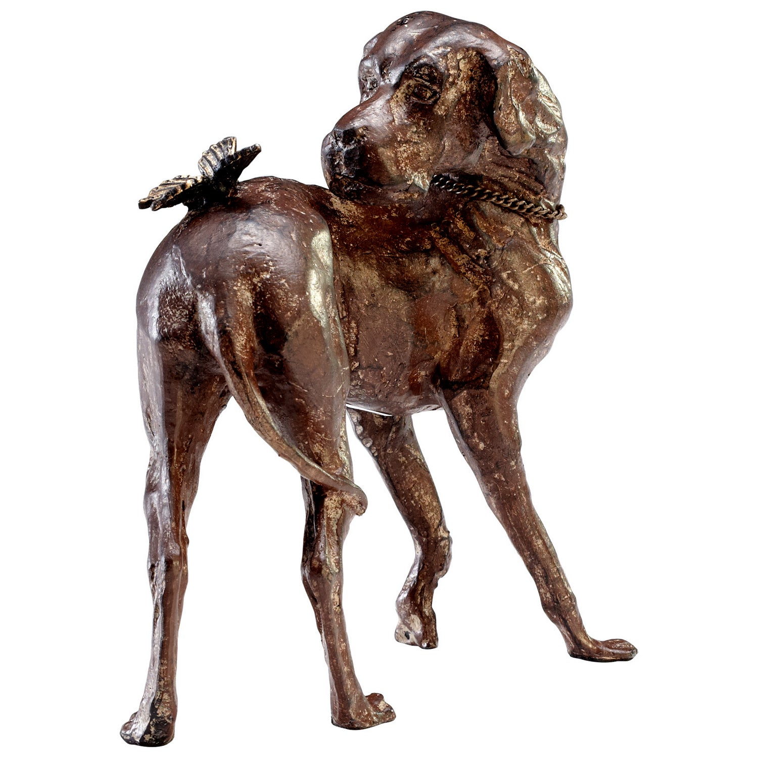 Cyan Canada - 04689 - Sculpture - Dog And Butterfly - Rubbed Red