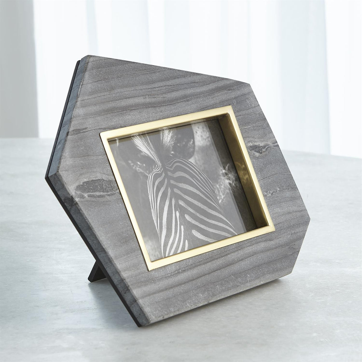Brass Frame Grey Stone Photo Frame