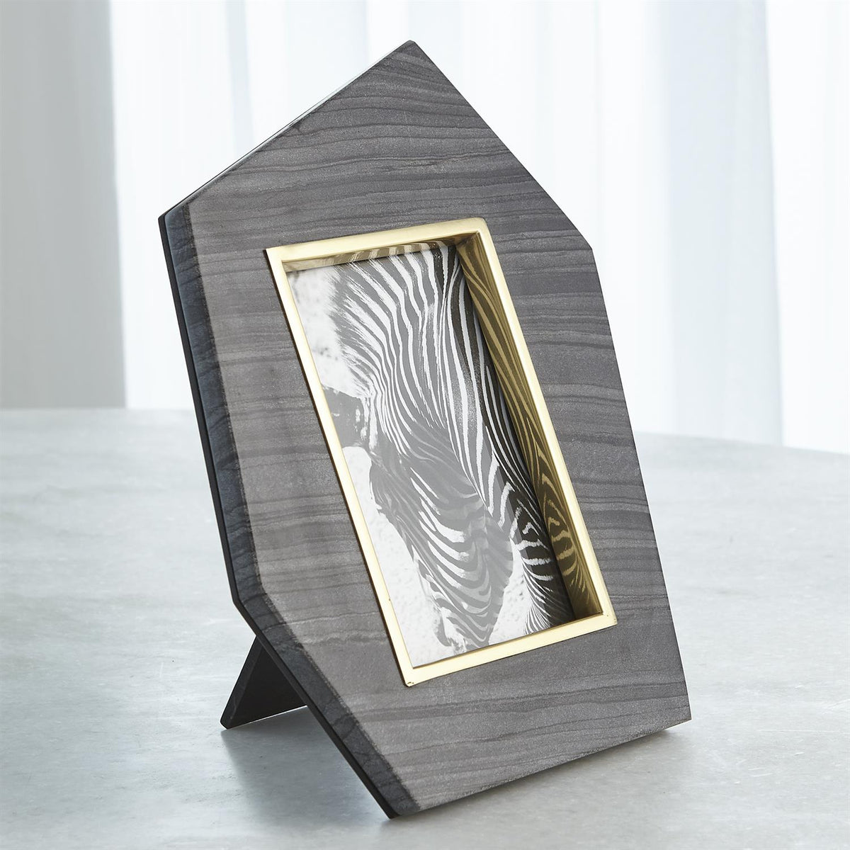 Brass Frame Grey Stone Photo Frame