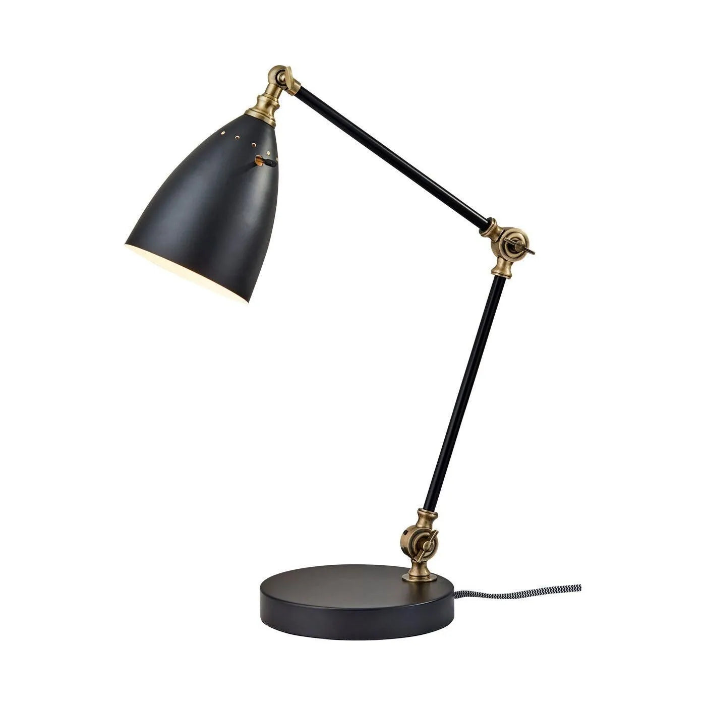 Adesso Home - 3904-01 - Desk Lamp - Boston - Black W. Antique Brass Accents