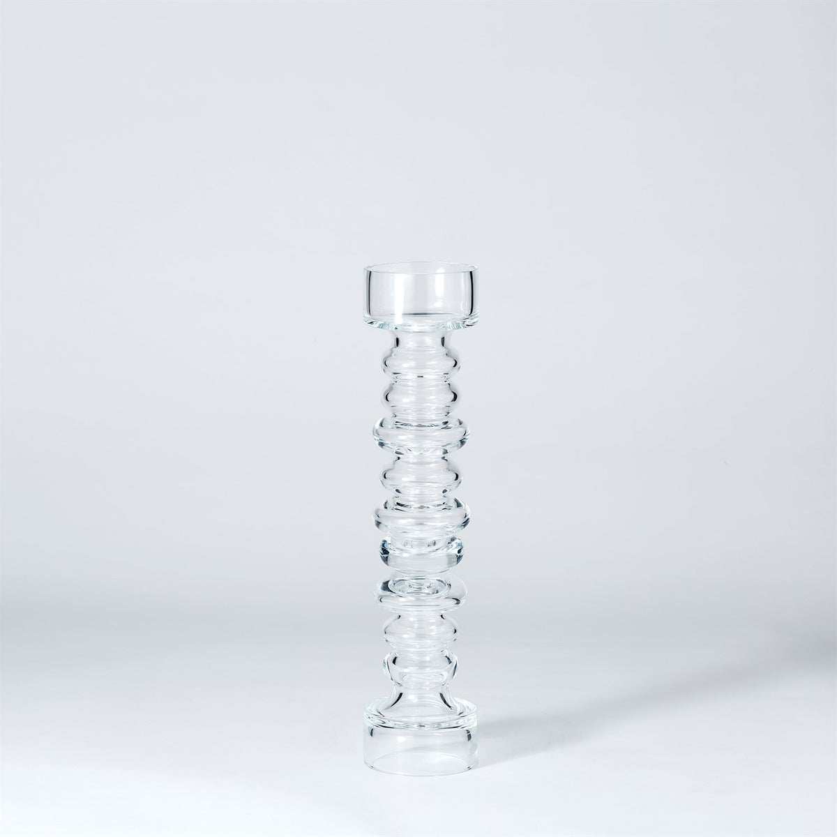 Bougeoir/vase en verre côtelé