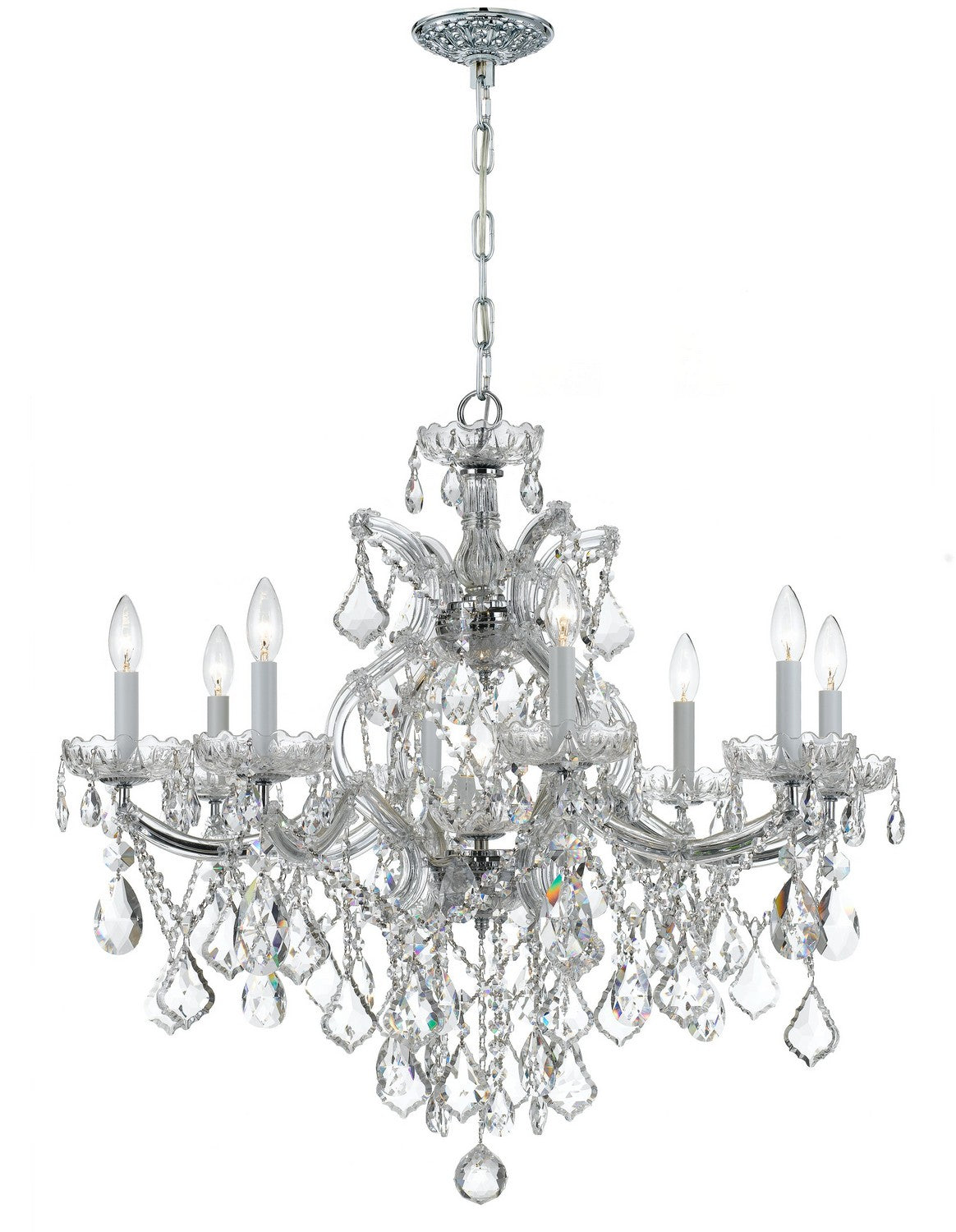 Crystorama - 4409-CH-CL-MWP - Neuf Lumières Suspendu - Maria Theresa - Chrome poli