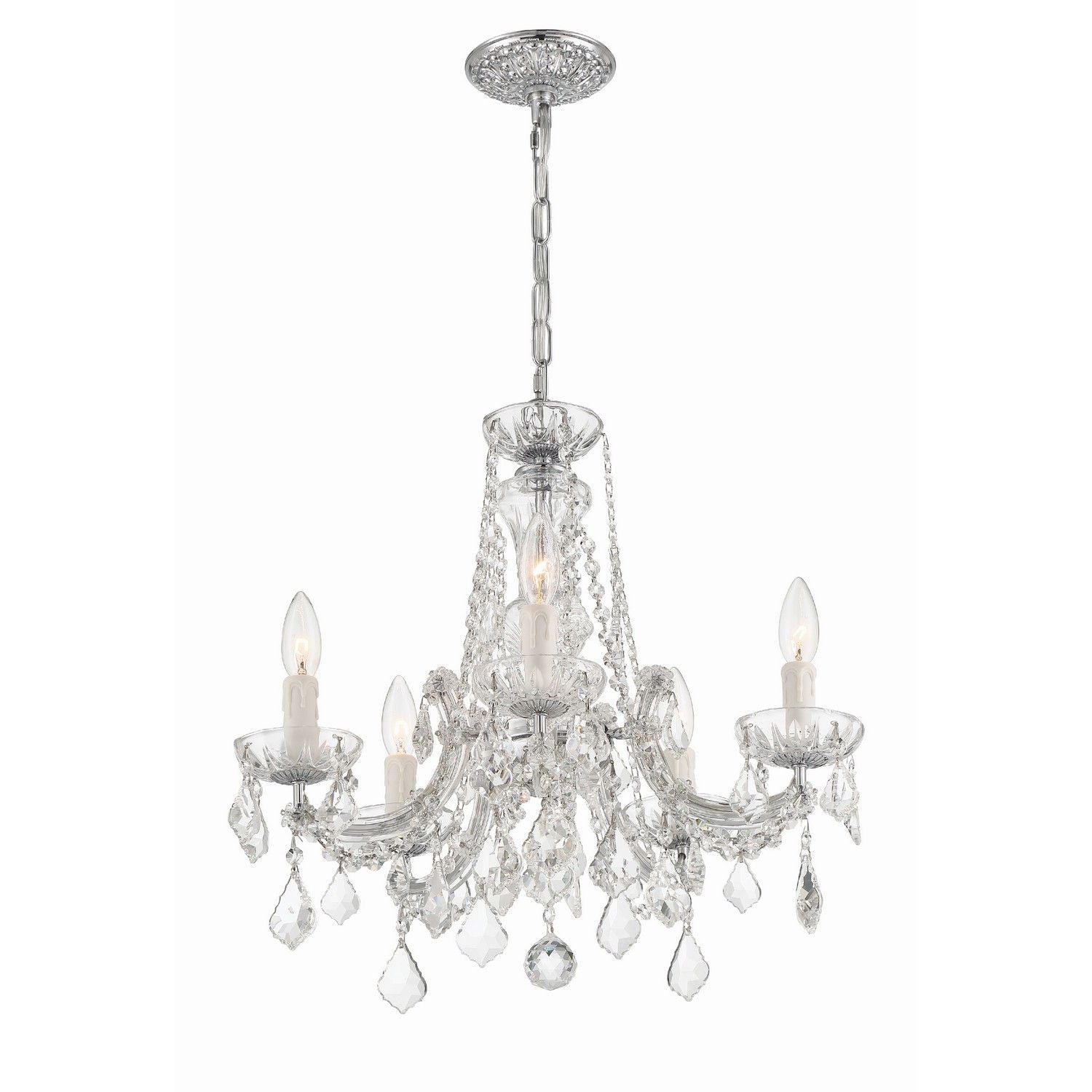 Crystorama - 4476-CH-CL-MWP - Five Light Mini Chandelier - Maria Theresa - Polished Chrome