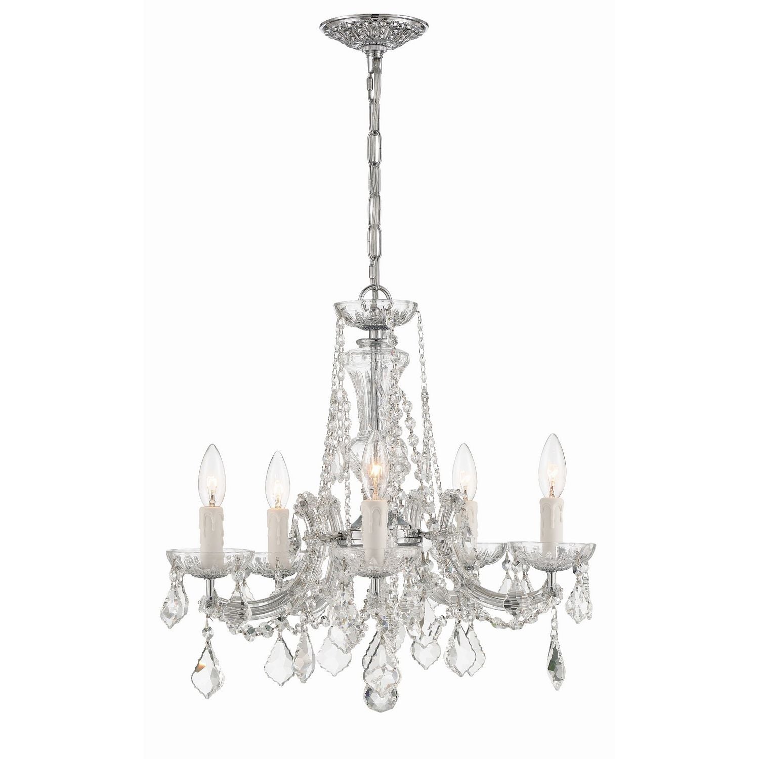 Crystorama - 4476-CH-CL-MWP - Five Light Mini Chandelier - Maria Theresa - Polished Chrome