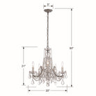 Crystorama - 4476-CH-CL-SAQ - Mini lampe à cinq lumières Suspendu - Maria Theresa - Chrome poli