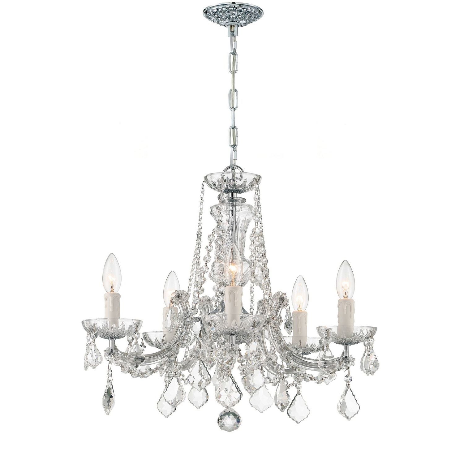 Crystorama - 4476-CH-CL-SAQ - Five Light Mini Chandelier - Maria Theresa - Polished Chrome