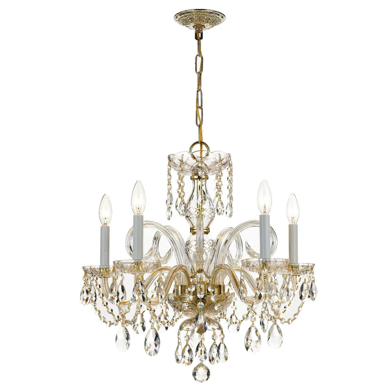 Crystorama - 1005-PB-CL-MWP - Five Light Chandelier - Traditional Crystal - Polished Brass