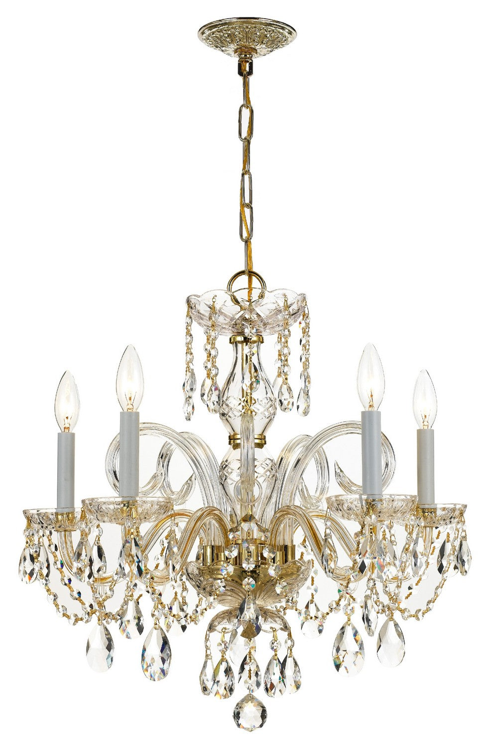 Crystorama - 1005-PB-CL-SAQ - Cinq lumières Suspendu - Cristal traditionnel - Laiton poli