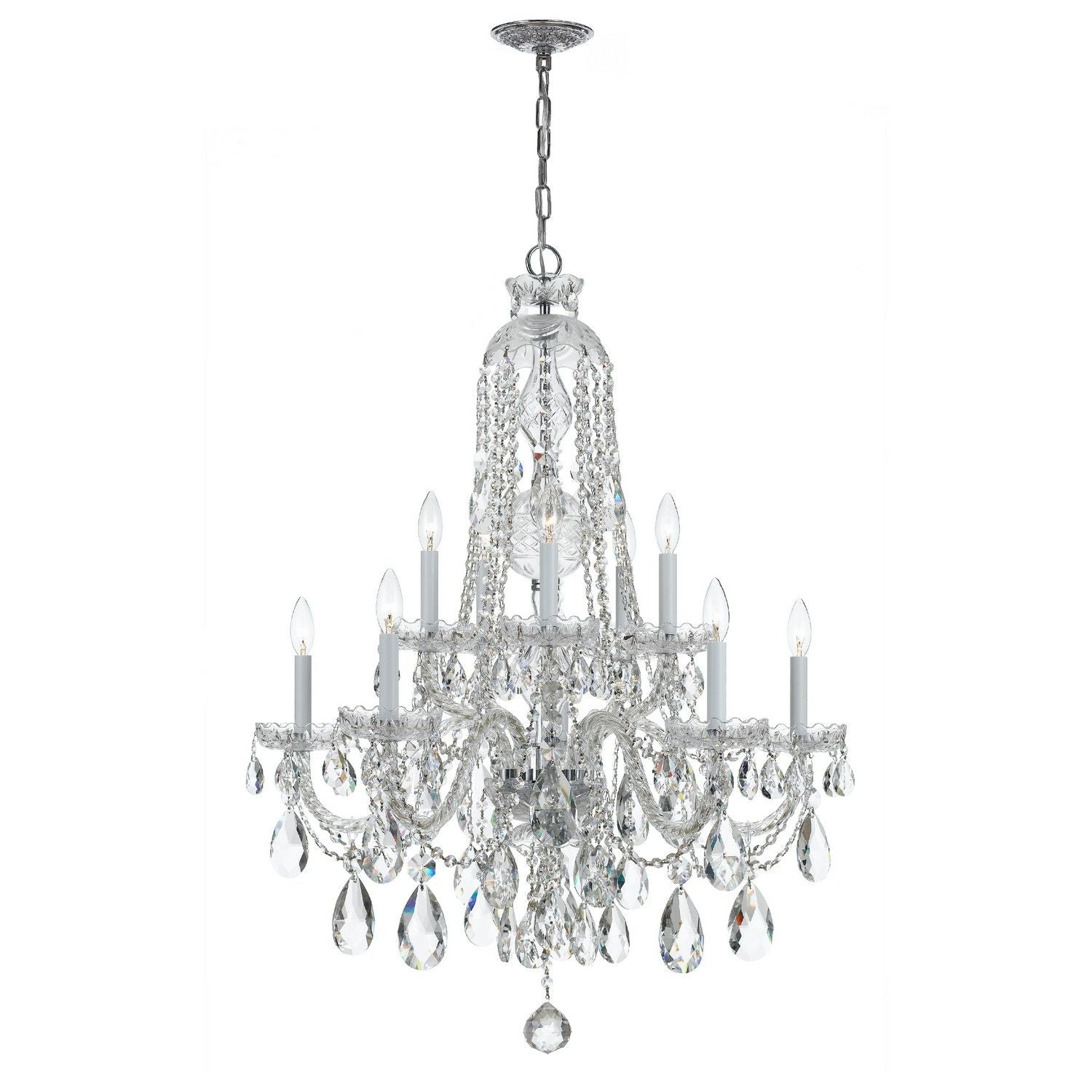 Crystorama - 1110-CH-CL-MWP - Ten Light Chandelier - Traditional Crystal - Polished Chrome