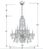 Crystorama - 1110-CH-CL-SAQ - Dix Lumières Suspendu - Cristal traditionnel - Chrome poli