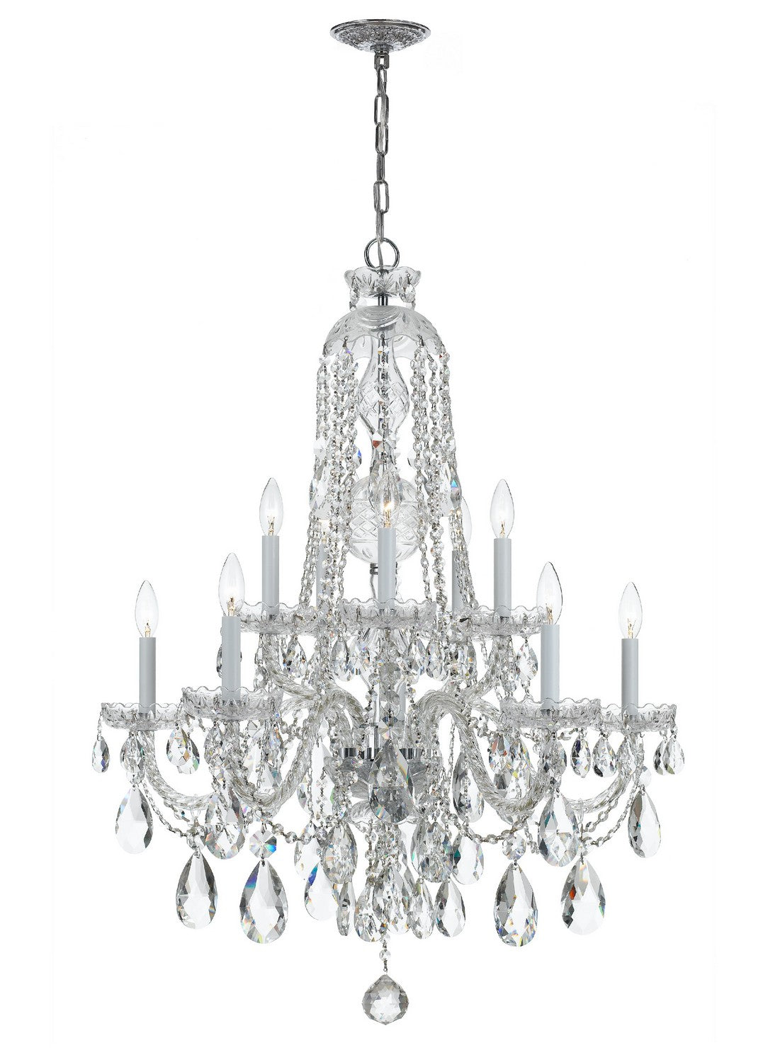 Crystorama - 1110-CH-CL-SAQ - Dix Lumières Suspendu - Cristal traditionnel - Chrome poli