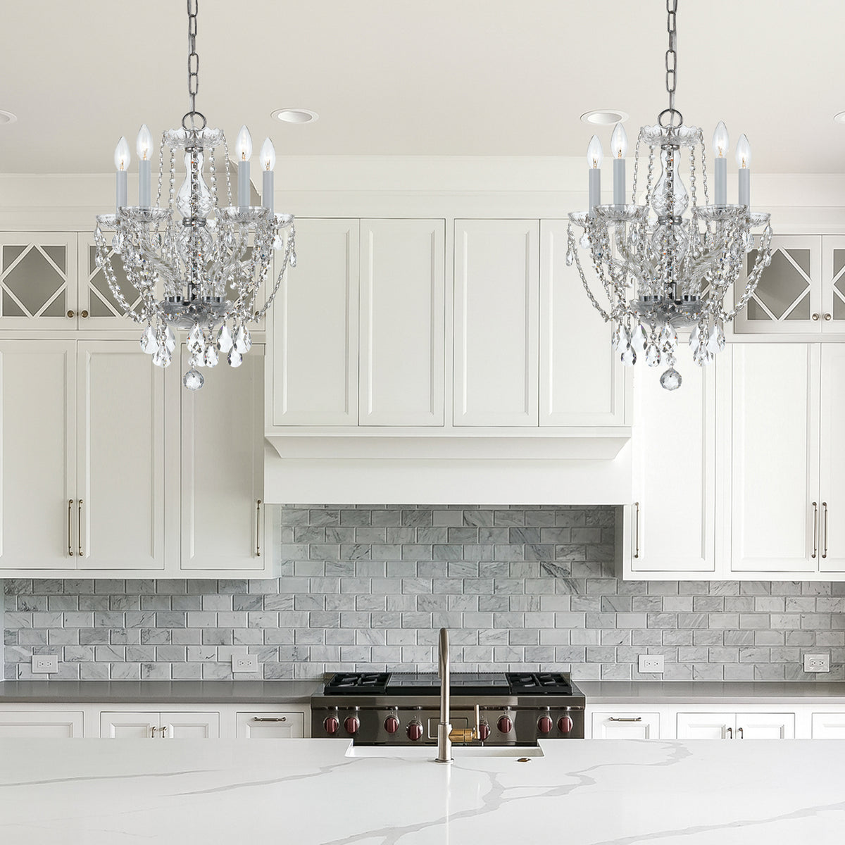 Crystorama - 1129-CH-CL-MWP - Five Light Mini Chandelier - Traditional Crystal - Polished Chrome