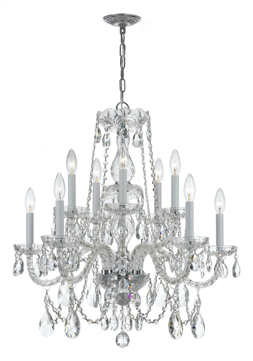 Crystorama - 1130-CH-CL-MWP - Dix Lumières Suspendu - Cristal traditionnel - Chrome poli