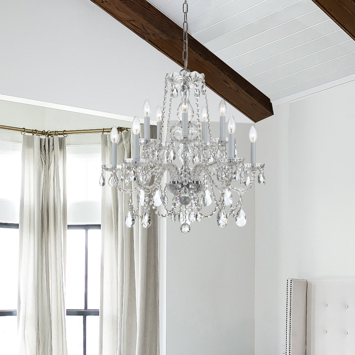 Crystorama - 1130-CH-CL-S - Dix Lumières Suspendu - Cristal traditionnel - Chrome poli